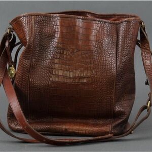 Vintage Brahmin Melbourne Croc-Embossed Brown Shoulder Bag